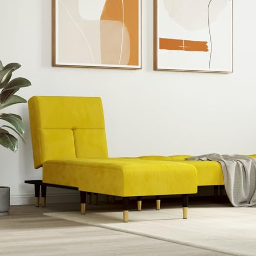 Teenpull Chaiselongue Gelb Samt, Verstellbar für Sitzen, Entspannen, Schlafen, Metallbeine, Modernes Design, Einzelbett für Erwachsene, Wohnzimmer