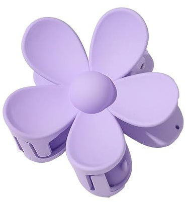1 pinza per capelli viola a forma di fiore, in plastica, antigraffio, inodore, utile per tenere saldamente ferme e mollette per capelli viola