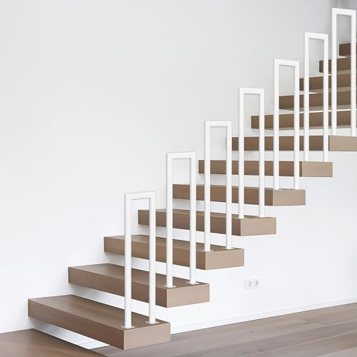 Jaxguom - Rampe d'escalier en métal inoxydable à tube rond, garde-corps en U pour intérieur et extérieur, pour escaliers, entrée, couloir - Garde-corps décoratif antidérapant (85 cm, Blanc)