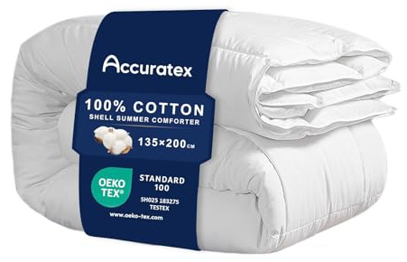 ACCURATEX Edredón de 100% algodón, 135 x 200 cm, 450 g/m², Muy Suave y Transpirable, hipoalergénico, con Cintas en Las Esquinas, Manta de Invierno, Lavable
