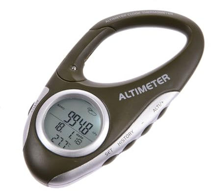 Digitaler Wander-Höhenmesser – Tragbares Multifunktions-Barometer, kompakter Richtkompass, Höhenmesser | Zuverlässiger Höhenmesser mit Karabinerhaken für Entdecker, Wanderer, Damen, Herren