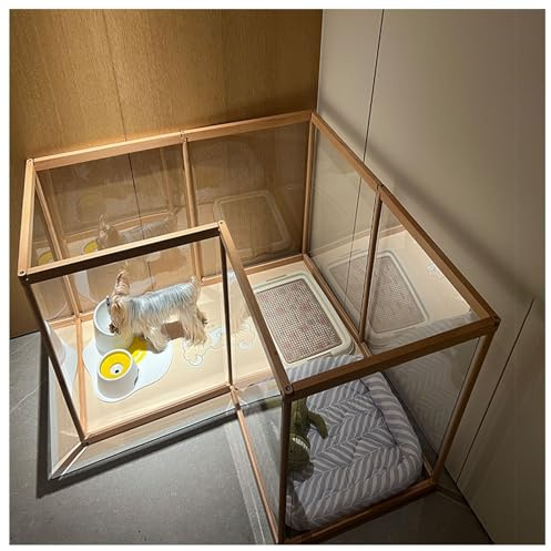 Welpenauslauf, Hundelaufstall faltbar mit Tür, Hundegehege Wohnung, XXL Laufgitter für Hunde, Katzen, Kaninchen, Kleintiere, rutschfest, Transparent，für Welpen(No Door,4 Pieces)