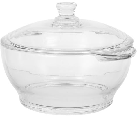 UTHCLO Pentola per Stufati in Vetro Borosilicato da 1,5 con Coperchio e Manici Ergonomici, Pentola per Pasta Istantanea Trasparente per Cottura Lenta e Uso Domestico