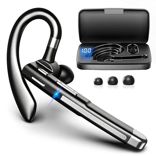 Cuffie Bluetooth 5.4 CVC8.0 con cancellazione del rumore, 100 ore, senza fili, con doppio microfono, scatola di ricarica LED, connessione a due dispositivi, vivavoce, per auto, lavoro, ufficio
