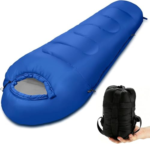 Saco de Dormir de Verano Momia 750g - Saco de Dormir para Adultos, portátil, para Manos y pies, Camping, Senderismo, Viajes, Mochila -205 x 80 x 50 cm