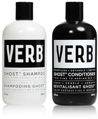 VERB Ghost Shampoo & Conditioner Duo Set, 12 fl oz, Infused with Moringa Oil -Cleanses + Moisturizes Fine and Weighed Down Hair - Vegan, No Parabens or Harmful Sulfates