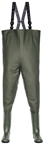 3Kamido Wathose Classic bequeme und robuste Anglerhose, Schwarz/Grün | Wasserdicht, strapazierfähig und bequem, ideal für Angeln, Teicharbeit, Landwirtschaft und Outdoor-Einsätze