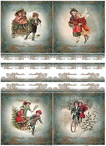 Zita`s Creative Reispapier A3 - A Peaceful Christmas 4. Motiv-Strohseide, Strohseidenpapier, Decoupage Papier