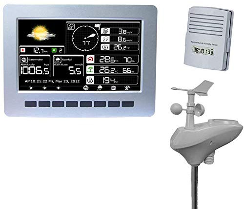 WAN 10-En-1 InaláMbrica Profesional EstacióN MeteorolóGica, Sensor Exterior, Carga Solar, Pantalla LCD Hombre del Tiempo