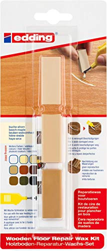 Edding 8902/1 Blistercard Holzbodenreparaturwachs Set mit 3 Nuancen aus Buche und Ahorn - Reparatur beschädigter Holzböden wie Parkett, Laminat und Dielen