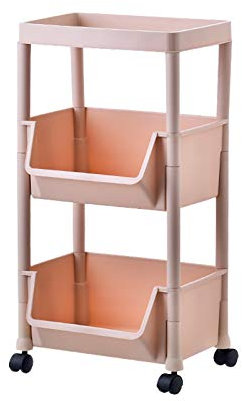 ZXCVBNAS Rollwagen, küchenwagen 3 etagen rollwagen, allzweckwagen für Küche Bad Kosmetik, servierwagen mit Rollen Griffe, Regalwagen für Büro Salon, einfache Montage,Rosa