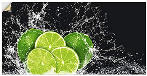 ARTLAND Wanddeko Wandtattoo selbstklebende Vinylfolie Querformat Obst Früchte Limette im Wasser Küchenbilder Essen Lebensmittel H9KL