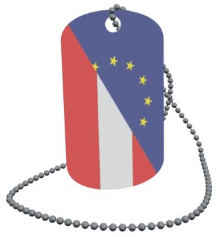 U24 Dog Tag Erkennungsmarke ID Tag an Kette Flagge Europa-Österreich Alu 30 x 50 mm