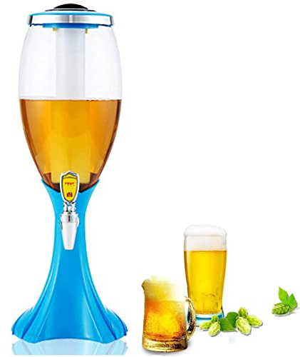 Distributeur à Bière, Boissons avec Tour De Bière à Tirage Froid 3L avec Tube à Glace Amovible, Idéal pour La Soirée