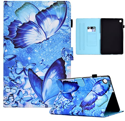 CXTCASE Custodia per Samsung Galaxy Tab A8 2021/2022 10.5 (SM-X200/SM-X205/SM-X207),PU Intelligente Tablet Cover Samsung Galaxy Tab A8 2021,Tablet Custodia con Slot per Schede,Farfalla Blu