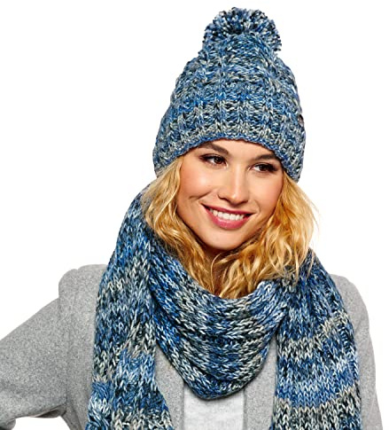 ELIMELI Damen Winter Mütze warme Strickmütze Wintermütze mit Bommel Slouch Beanie Damen für Winter Bommelmütze Hergestellt in EU Farbenauswahl 19005