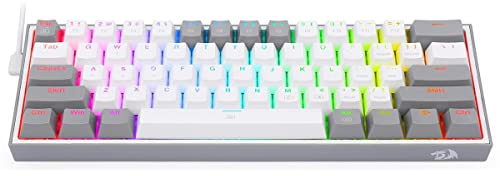 Redragon Clavier mécanique Tournoi K617 Fizz RGB Blanc-Gris 60% TKL | RED-K617WG-RGB