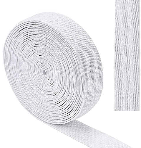 GORGECRAFT 5 Yards 20mm de Large Antidérapant Ruban Élastique Vague Silicone Élastique Gripper Bande Stretch Caoutchoucs Ceinture Élastique pour DIY Vêtement Couture Artisanat Shorts, Blanc