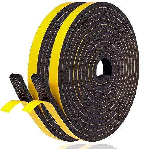Nastro Autoadesivo in Schiuma, 10mm(Larghezza) x 6mm(Spessore), Guarnizione in Gomma per Porte e Finestre, Anti Freddo, Rumore e Collisione, Lunghezza Totale 10M, Nero