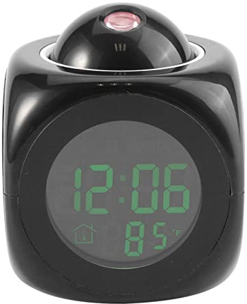 wecker mit projektion,Tbest Uhr mit projektion,Uhr, Projektionsuhren für Schlafzimmer, Projektionsuhren, Sprechende Rnib-Uhren für Blinde, Multifunktions-Digital-LCD-Wandprojektion, Sprache, Temperatu