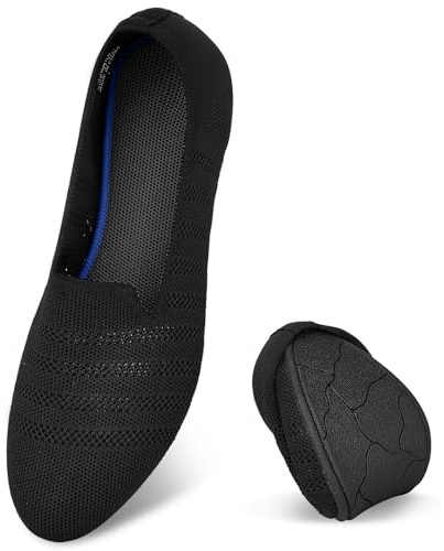 Puxowe Damen Ballerina Slip On Stricken Kleid Flache Schuhe Runde Zehe Ballerina Walking Pumps Schuhe für Frauen Bequem Elegant 39 EU Black