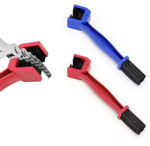 Ziciner 2 Stück Fahrrad- oder Motorrad-Kettenreiniger, Motorrad-Kettengetriebe-Schmutzreinigungsbürsten, Universal-Fahrradketten-Reinigungsbürste für Mountainbike, Robustes Motorrad (1 rot + 1 blau)