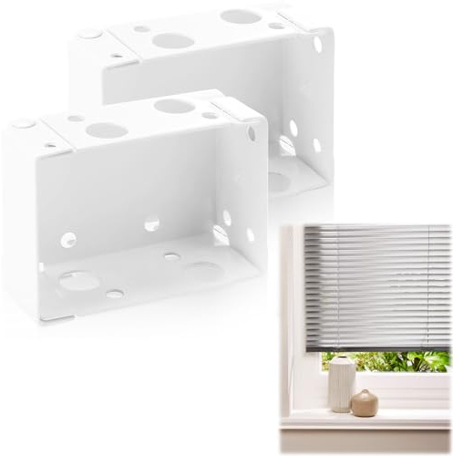 Lot de 2 supports de fixation pour stores vénitiens - Paire de supports de store de fenêtre - Support de montage carré pour rail de tête de rail carré - Pour installation de rideaux à la maison et au