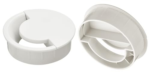 sourcing map 2Pcs Cable Hole Cover, 3-5/32(80mm) ABS Arc Desk Cable Wire Cord Grommet Hole Cover for Office Computer Desk Wire Organizer, White