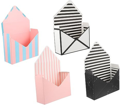 STOBOK Praktische Verpackungsbox Zufälliger Stil für Geburtstags und Bankettdekoration Leichte und Papierumschlagboxen 4 Stück Einfache Farbmuster für Blumensträuße
