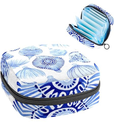 Sacchetto di immagazzinaggio del tovagliolo sanitario,Borsa mestruale,Borsa per cuscinetti,Conchiglia Boho con stampa etnica,Sacchetto mestruale