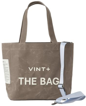 VINT+ Canvas Bag Damen Handtasche – Moderne Schultertasche mit wählbarem Tragegurt – Casual Shopper Tasche ideal für Arbeit, Uni, Schule & Reise | Wasserabweisend, 100% Baumwolle | Big, Braun