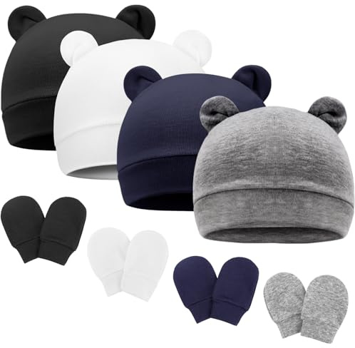 DRESHOW Bebé Gorro y Guantes para Bebé Recién Nacido Bebé Beanie Sombrero para Bebés Niños Gorros