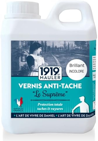 MAULER Vernis Bois & Peinture - Antitache Le Suprême Brillant Incolore 2,5L | Cuisine & Bain Protection Extrême - taches alimentaires ISO 2812 - Manufacture Mauler depuis 1919