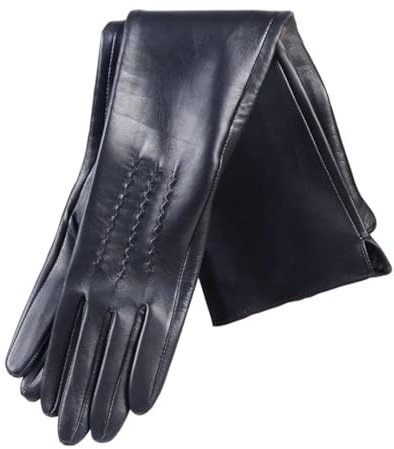 Damen-Handschuhe aus echtem Leder, ungefüttert, extra lang, Party-Abendhandschuhe, Schwarz , XXL 30CM