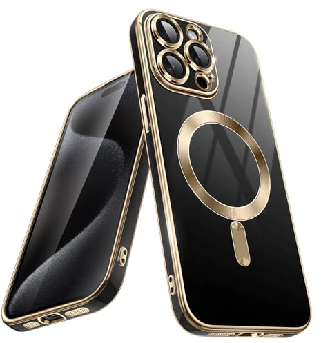 JETech Cover Magnetica per iPhone 15 Pro, Titanio Nero | Compatibile con MagSafe, Protezione Completa della Fotocamera, Antiurto, Custodia TPU in Morbida, Retro Solida Colore
