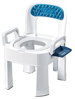 Klappbarer, leichter Toilettenstuhl, tragbarer Nachtstuhl, ergonomischer und bequemer Sitz, rutschfester Badezimmerhocker mit Rückenlehne und abnehmbaren Armlehnen, Toilettenstuhlsitz (Farbe: B)