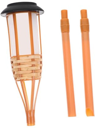 jojofuny Lampada Solare in Bambù Da Giardino Lampada a Fiamma in Bambù Da Esterno Per Decorazioni Creazione Di Atmosfera Per Patio e Prato