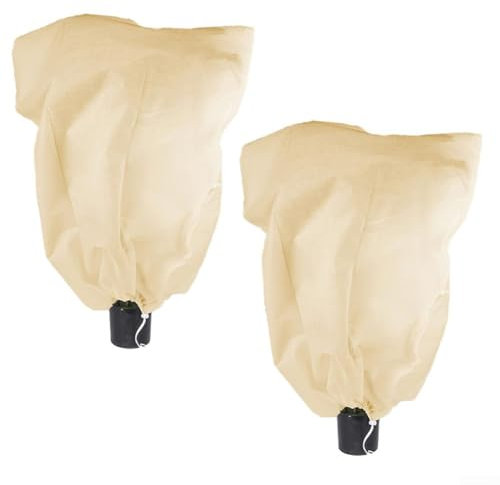 2er-Pack Wintervlies Pflanzenabdeckung XXL Frostschutz für große Palmen Garten Outdoor Kordelzug Beige 240x200cm(1.2m*1.8m)
