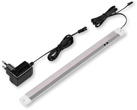 REV Unterbauleuchte Küche LED - Aluminium Schrankbeleuchtung 30cm, 3W, 210 Lumen, 3000K, Küchenbeleuchtung flach mit Sensor, einfache Montage, silber