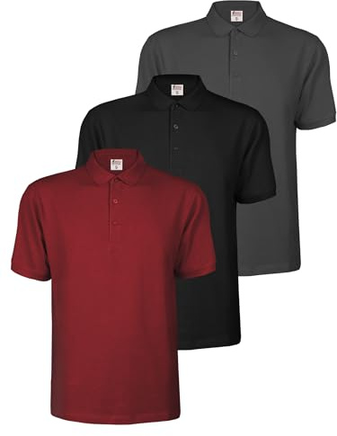 ALPIDEX Herr Pikétröja 3-Pack Kortärmad 100% Bomull Shirt Män Skjorta Enfärgad S M L XL XXL 3XL 4XL 5XL, Storlek:M, Färg:Sunset