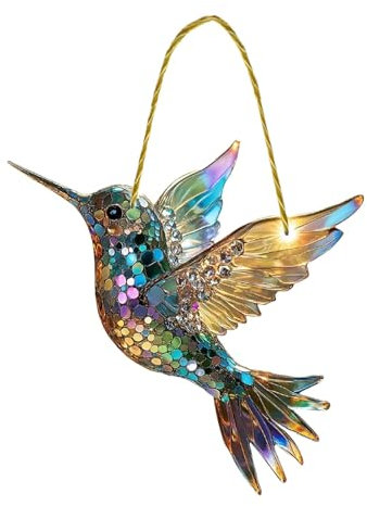 Kolibri Sonnenfänger Fenster, 1 Stück Vögel Deko Fenster Zum Hängen, 2D Sun Catcher Decoration, Lichtfänger Fensterbilder Zum Aufhängen, Fensterdeko Hängend Modern, Acryl Ornamente Frühlingsdeko