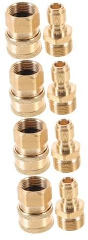 ABOOFAN 4 Paare Rohrverbinder Schlauchanschluss Schlauch-Schnellkupplung Adapter hochdruckreiniger Schlauchschutz Anschlüsse und Armaturen für Wasserschläuche Kupfer Golden