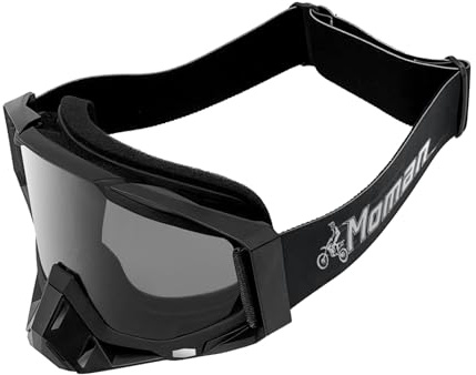 Moman AOGD Motocross Brille - Abnehmbare Nasenabdeckung Motorradbrillen ATV Off Road Dirtbike Brille UV400 TPU Winddicht Kratzfest Fahrradbrille Für Fahrrad,Damen,Herren (Graue Linse)