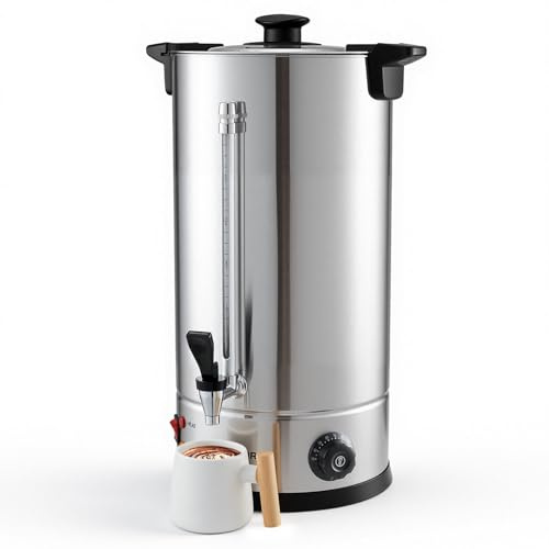 KOMORE 25L Hot Water Boiler, Catering Urn with Adjustable Temperature | Double-Layer Stainless Steel, Tea Urn Kettle, 1800w, Keep Warm, Water Gauge, for Home, Commercial, Office & Catering Parties