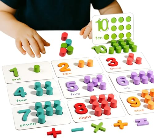 manhegari Zählbrett mit Dübeln für | Mathematisches Spielzeug aus Holz – Zählspielzeug für Kindergarten, Vorschule, Schule, Zuhause, Klassenzimmer, und