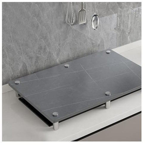 QSTGX Cubre Encimera Gas 4 Fuegos Protector De Placa De Induccion Soporte de cerámica para Cocina Patas de Soporte de Acero Inoxidable Resistentes al óxido Fácil de Limpiar(D,34X45X8.3 CM)