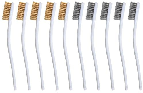 Lot de 10 brosses en laiton – Petite brosse métallique en laiton pour barbecue, métal, soudures, rouille et imprimante 3D – Brosse de nettoyage à la main pour cadres, portes, fenêtres et accessoires