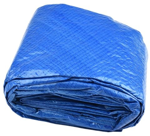 RichVibe Outdoor Abdeckplane 305 cm oder 366 cm für Rundpools Wetterfeste Regenplane mit verstärktem Kunststoffgewebe blau faltbar