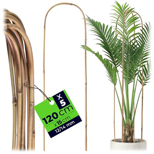 KADAX Lot de 5 tuteurs en bambou en forme de U - 120 cm x 14/16 mm x 15 cm - Arche en bambou solide en forme d'arc - Tuteurs pour plantes grimpantes - Support pour plantes grimpantes