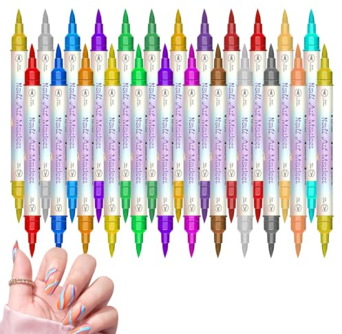 Daozhogo 24 Farben Nagellack Stift Set, 0.5mm Nail Art Marker für 3D-Nagelkunst, Nagellackstifte für Nägel Kinder, Nageldesign für DIY Nagelkunst, Premium-Schnelltrocknungsformel